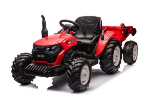 Kindertractor 24V met aanhanger Rood